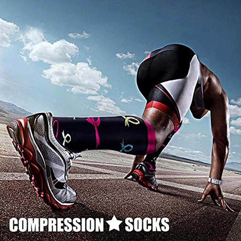 58 Styles Of Unisex Compression Stockings. Cycling Socks Suitable For Diabetes, Edema, Varicose Veins, And Marathon Running