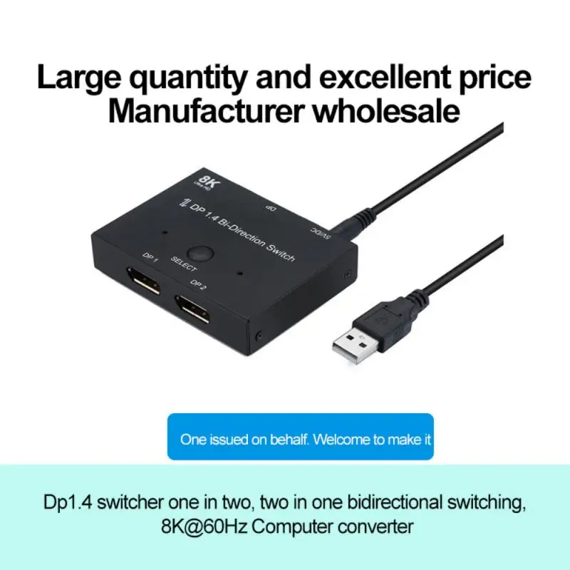 2021 Displayport 8K DP 1.4 Splitter Switch 2 Ports Bi-Direction 8K@60Hz 4K@144Hz Converter Ultra HD 8K 3D HDCP For KVM Switch 1