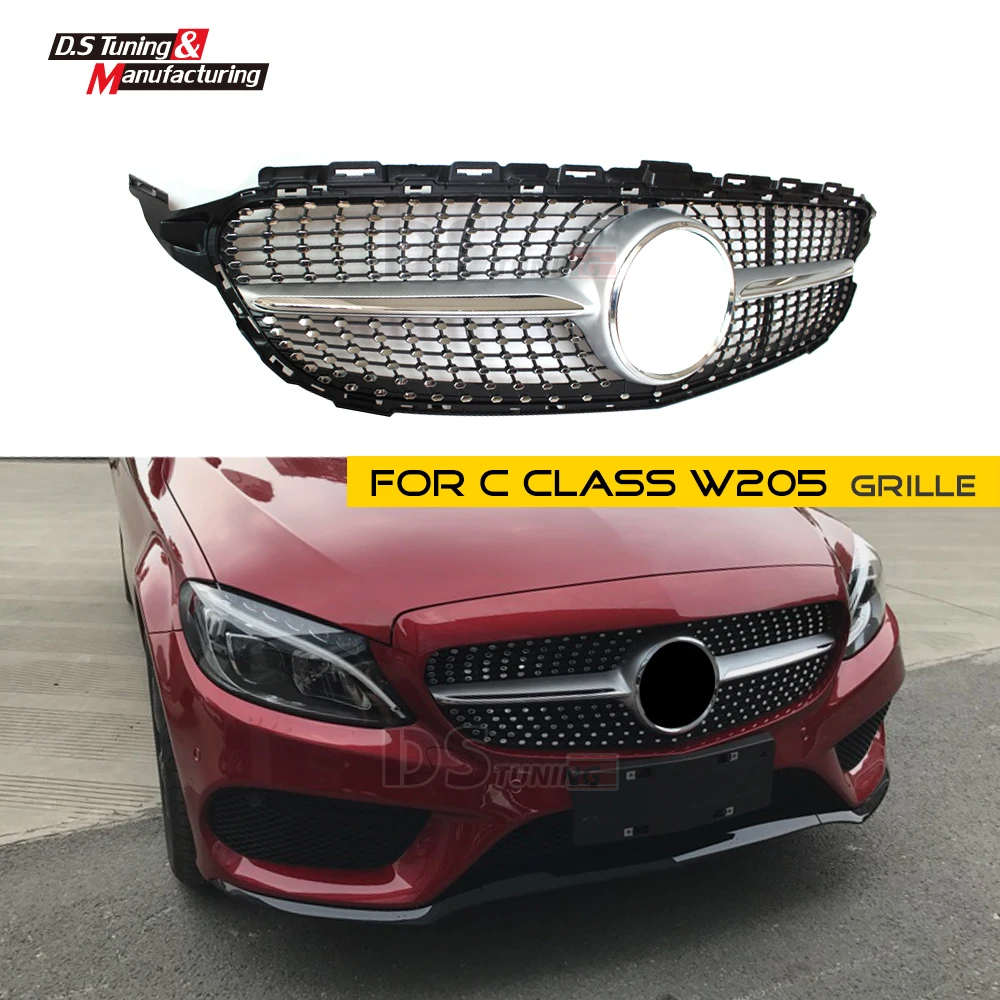 Спорт W205 решетка сетки для Mercedes C класса ABS передний бампер Гриль Benz C43 C250 C300 C350 2015 +