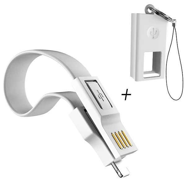 NOHON For iphone Cable Fast Charging For iphone XR XS MAX X 8 7 6 5 Plus Ipad mini Short USB Cables Keychain Data Sync TPE Cord - Цвет: White