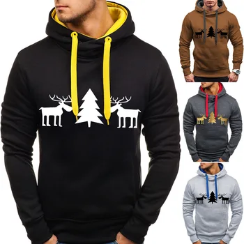 

Large Size 2020 Men's Fashion Christmas Element Safeness Deer Europe And America Long Sleeve Pullover Hoodie