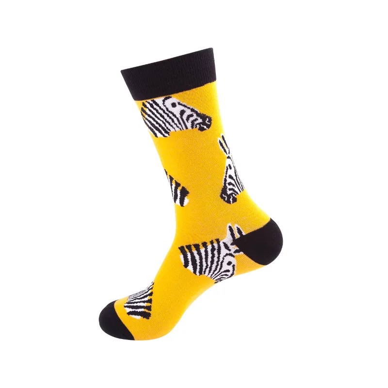 Креативные длинные носки, женские носки из чесаного хлопка, мужские носки, смешная Акула, картина с изображением зебры, художественные женские носки, счастливые женские носки на осень и зиму - Цвет: 1