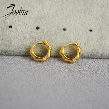

JOOLIM High End Gold Finish Bamboo Brass Hoop Earring Brass Jewelry