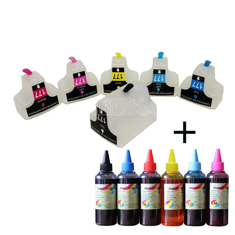 Refillable Cartridge With Permanent Chip For Hp177 For Hp Photosmart D7300 D7100 D6100 C7100 C6100 C5100 8200 3100 600ml Ink Ink Cartridges Aliexpress