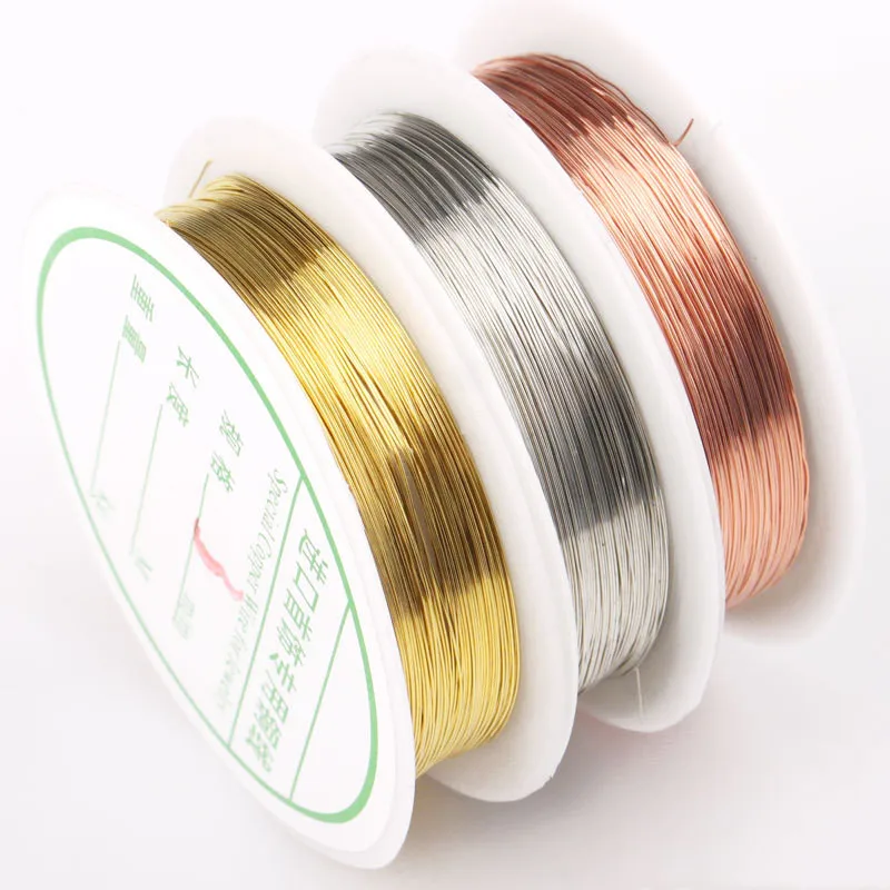 

2Roll/lot Colorfast Silver Color Copper Wire For Bracelet Necklace Jewelry DIY Accessories 0.3/0.4/0.5/0.6mm Craft Beading Wire