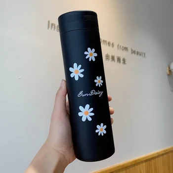 

2020 Double Wall Thermos Tea Coffee mug Cup Daisy Stainless Steel Vacuum Flask Insulated with Infuser Thermocup Best Gift