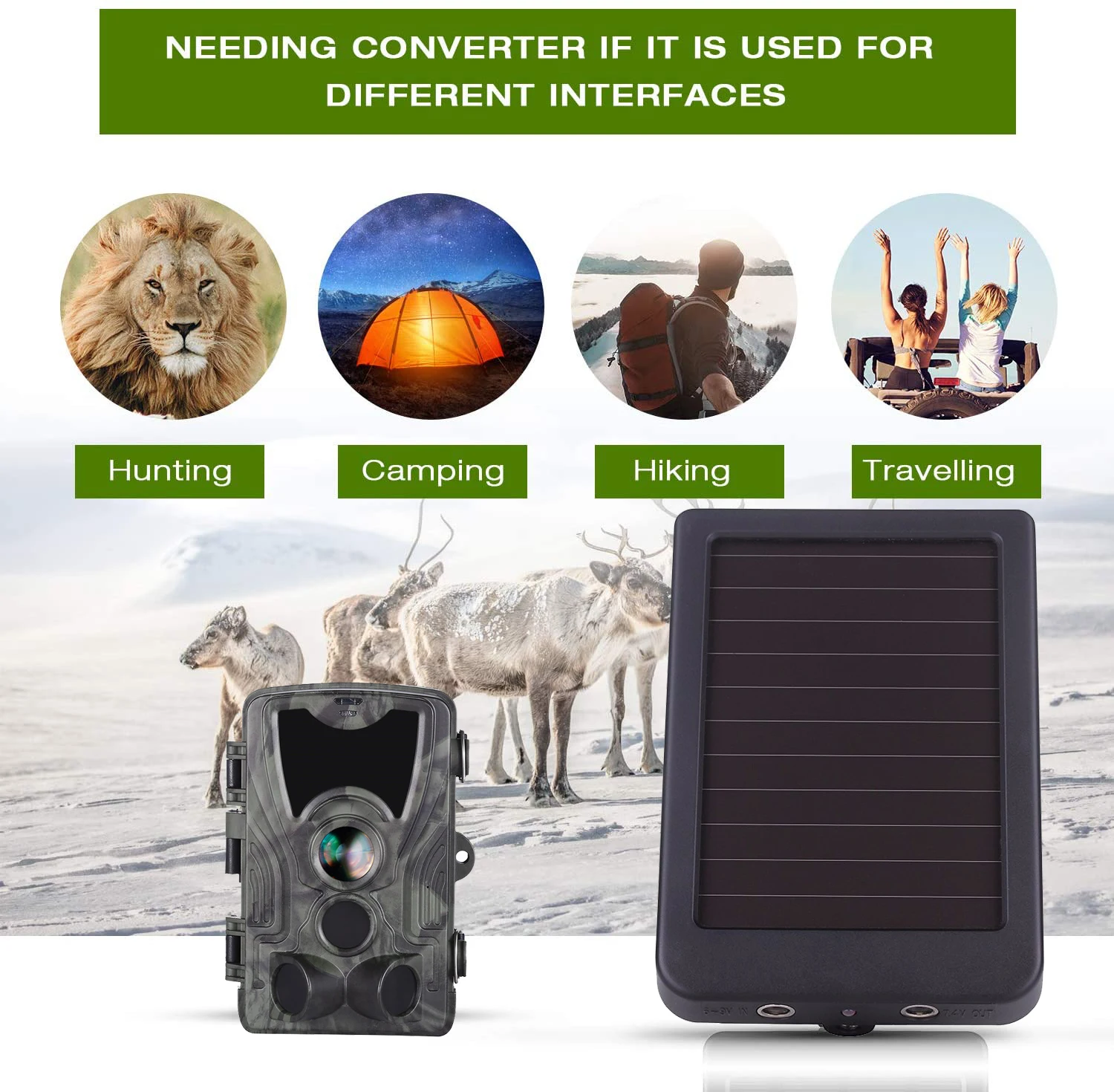 Outdoor Solar Panel 3000mah 9V Solar Power Supply Charger Battery for Suntek HC300 HC500 HC700 HC801 HC-900 Trail Cameras
