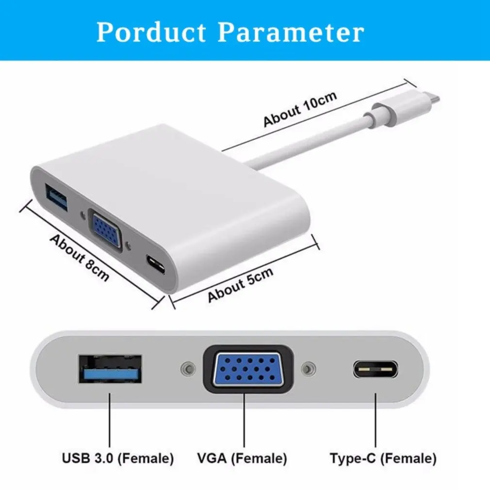 3 в 1 USB 3,1 тип-c к VGA+ концентратор+ PD видео конвертер адаптер тип-c к HDMI+ VGA Аудио кабель конвертер для Macbook Прямая поставка