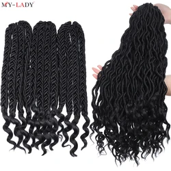 My-lady 20'' Synthetic Goddess Faux Locs Crochet Braids Hair Braiding Hair Pre Loop Braided Hair Curly Ends Afro Braid Fake Hair