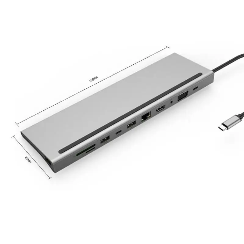 11 в 1 type-C концентратор портативный многофункциональный type-C к USB-C USB3.0 HDMI VGA TF 3,5 мм PD конвертер адаптер для MacBook ПК ноутбук