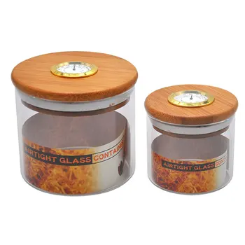 

Vacuum Moisture-proof Wooden Moisturizing Cans with Bamboo Wooden Cover Tobacco Shredded Tank Bottles Stash Jar with Hygrometer