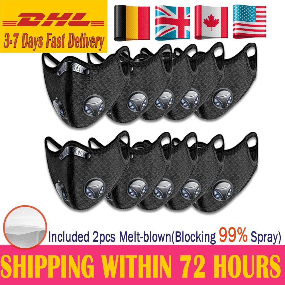 

10PCS/Lot Reusable Filter Melt-blown N95 Anti-dust Mask Face Mouth Masks DHL Washable Anti-Pollution Sport Cycling Filter Masks