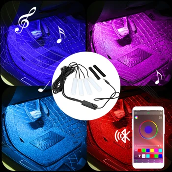 

LEEPEE USB Cigarette Lighter Adapter Bluetooth APP Sound Music Control Auto Atmosphere Lamps Car LED Dash Floor Foot Strip Light