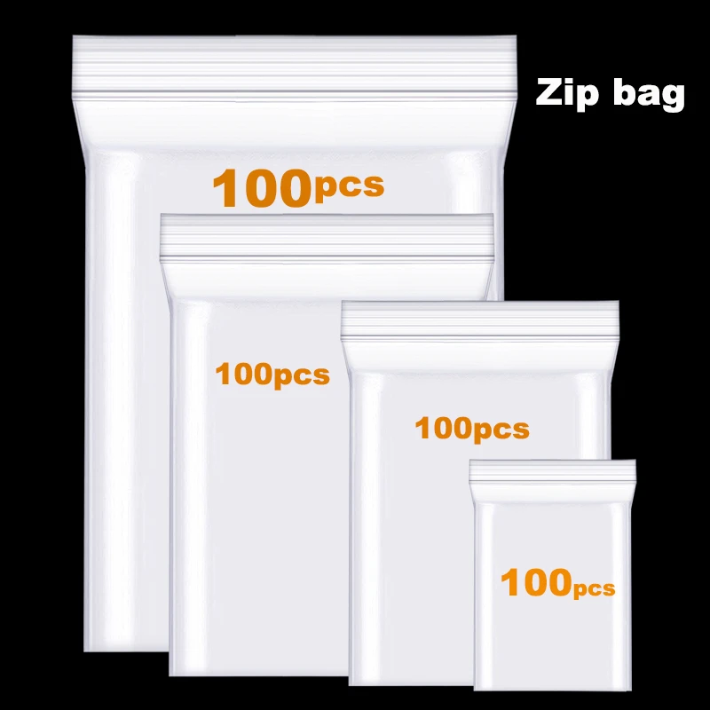 100pcs Clear Thick Heavyduty Zip Lock Ziplock Storage Bag Package