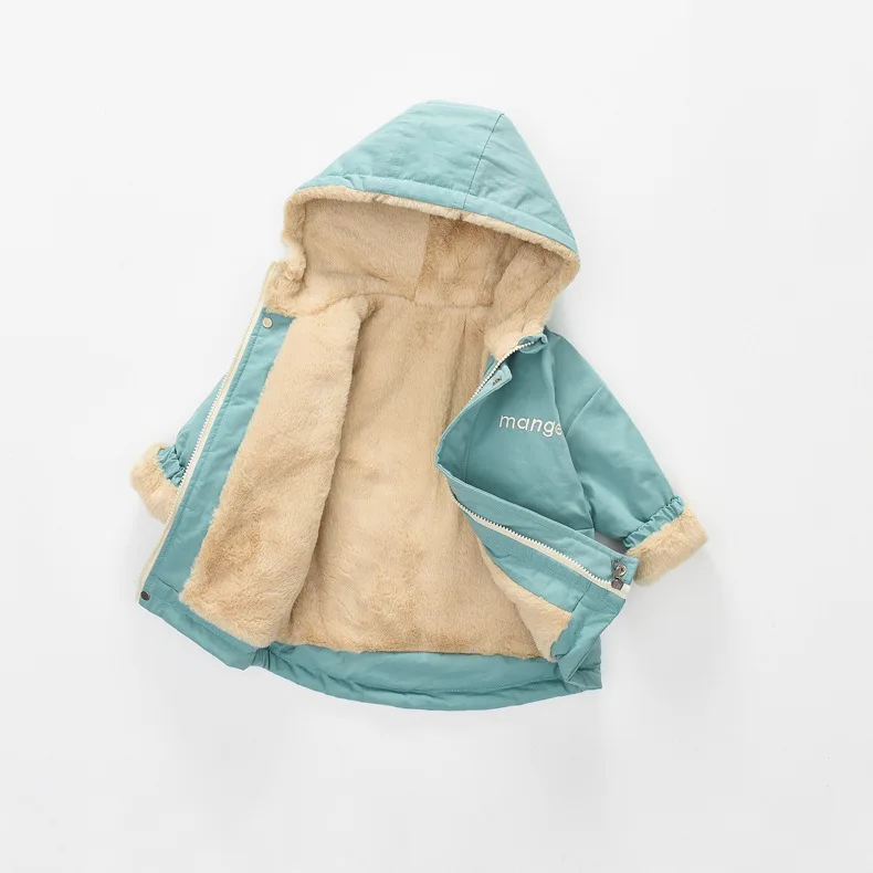 Новое Детское зимнее утепленное повседневное Модное детское пальто с капюшоном и вышитыми буквами