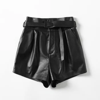 

2020 Women Spring Genuine Real Sheep Leather Shorts H22