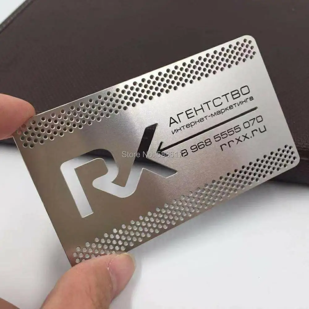 

New arrival!!!Holes cutting out metal card custom stainless steel metal business cards