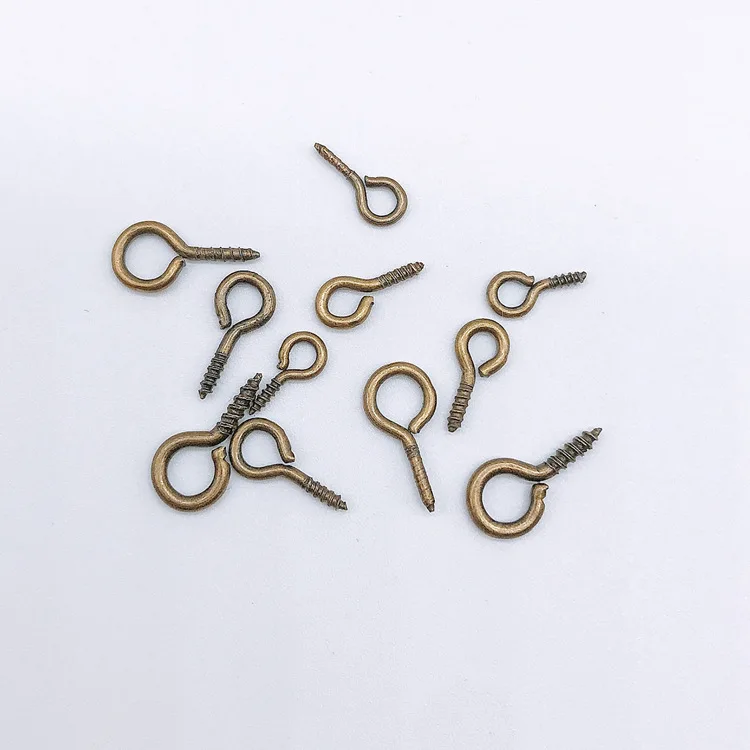 antique bronze 200 шт./лот 4x8 мм 10x5 мм Мини застежки-булавки для глаз KC золото, родий цвет маленькая петля для глаз винт под ключ для топ Просверленный Шарм Подвеска Изготовление - Цвет: antique bronze