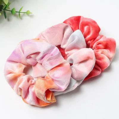 best headbands for women 3pcs Tie Dyed Scrunchie Pack Hair Accessories For Women Girls Headbands Elastic Rubber  Hair Tie Hair Rope Ring Ponytail Hold long hair clips Hair Accessories