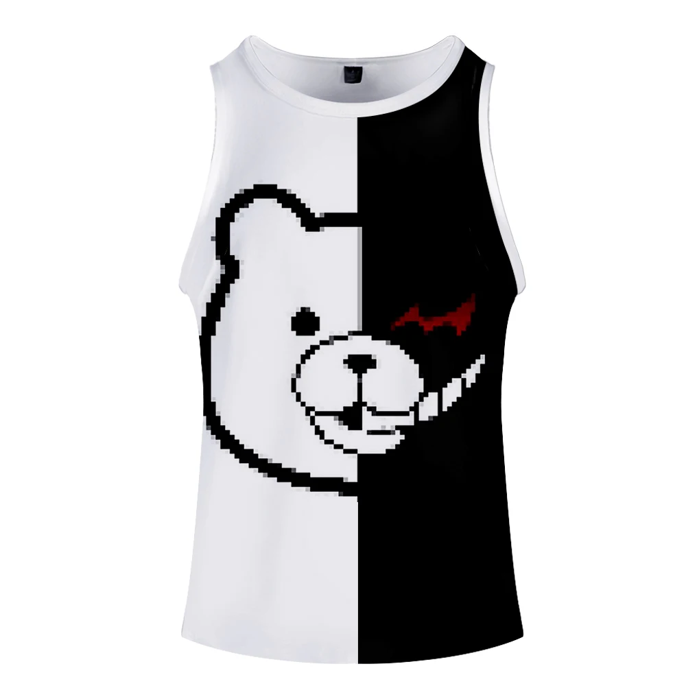 Monokuma игра для psp жилет Топ для мужчин летний жилет без рукавов Модный тренд Повседневная одежда жилет
