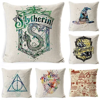 

New Cartoon Characters Decorative Linen Cushion Cover 45x45cm Home Decor Sofa Chair Soft Harry-Potter Pillowcase Cover