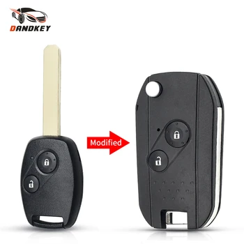 

Dandkey Modified 2/3/4 Buttons Uncut Remote Car Key Shell For Honda Fit Accord Civic CRV Pilot Insight Jazz HRV Flip Case Cover