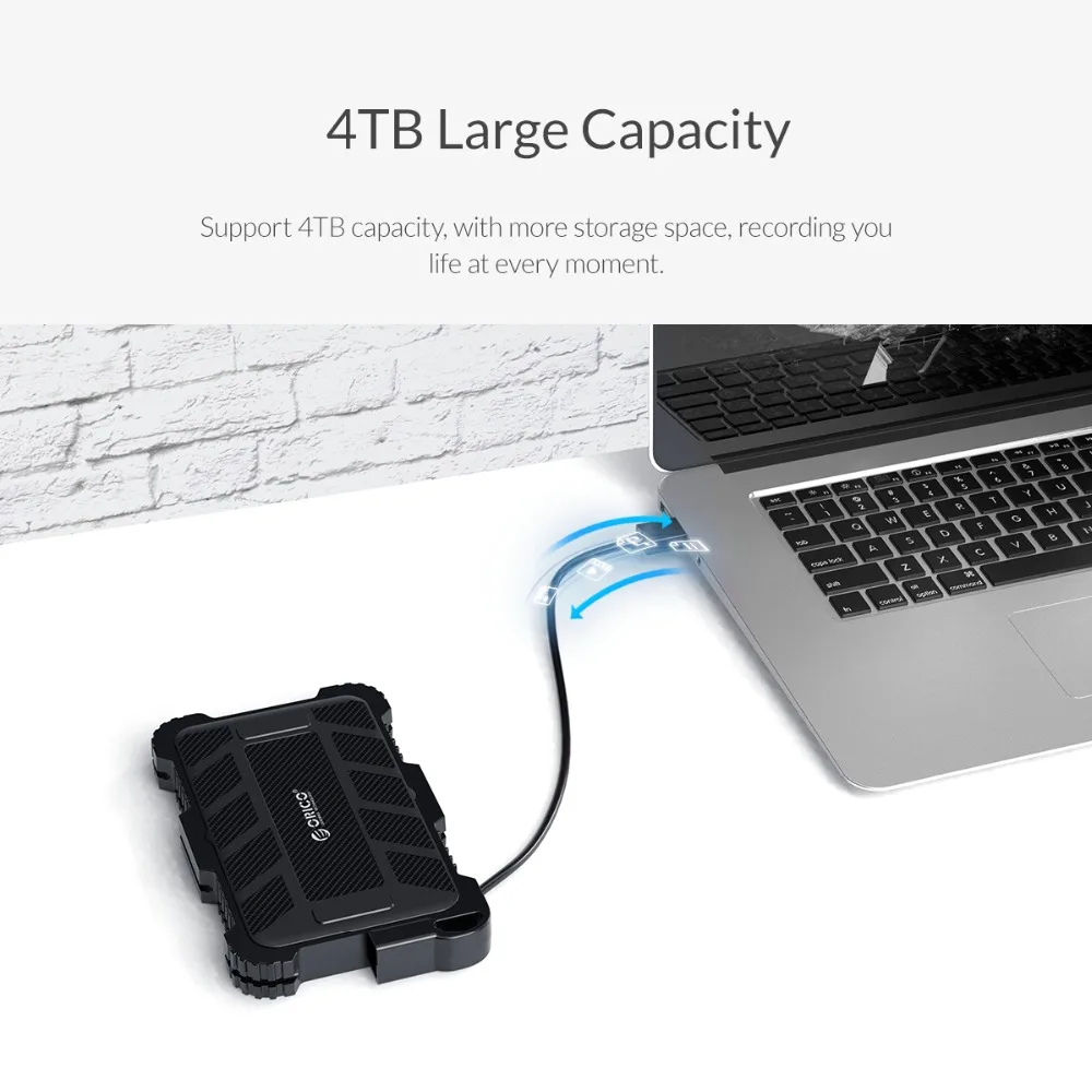 ORICO 2,5 дюймов USB3.0 HDD чехол с крюком для наружного водонепроницаемого ударопрочного пылезащитного жесткого диска коробка для жесткий диск, SSD, корпус