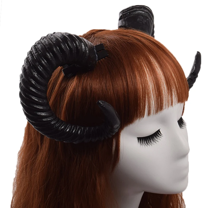 Novelty Simulation Plastic Sheep Horns DIY Hair Decor Photogragh Props 1 Pair 