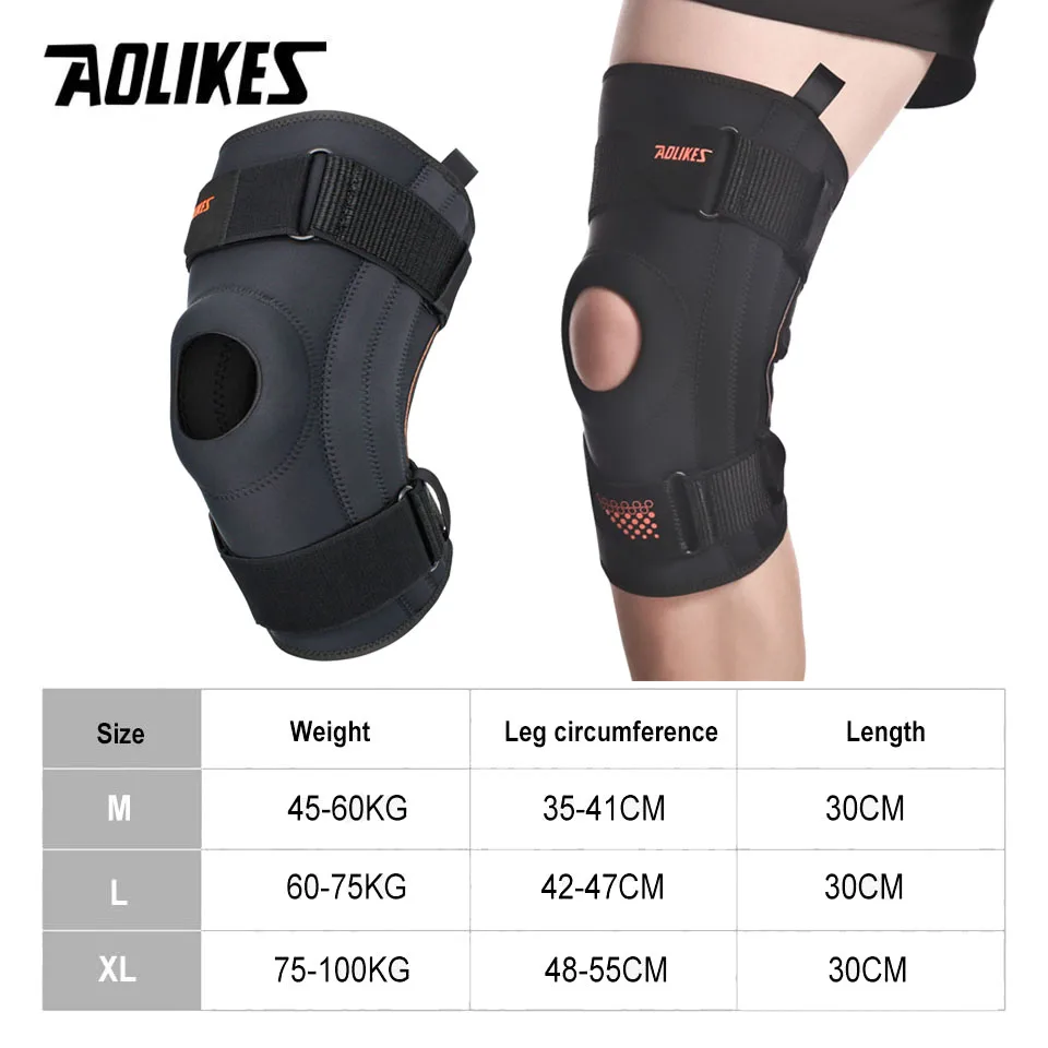 AOLIKES Spring Support Running Knee Pads Basketball Hiking Compression Shock Absorption Breathable Meniscus Knee Protector 1Pair