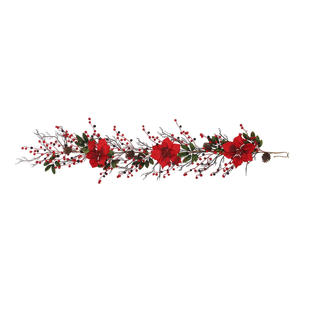 Simulation DIY Party Flower Rattan Wall Hanging Red Fruit Artificial Plant Home Decorative Christmas Wedding Festival Window
