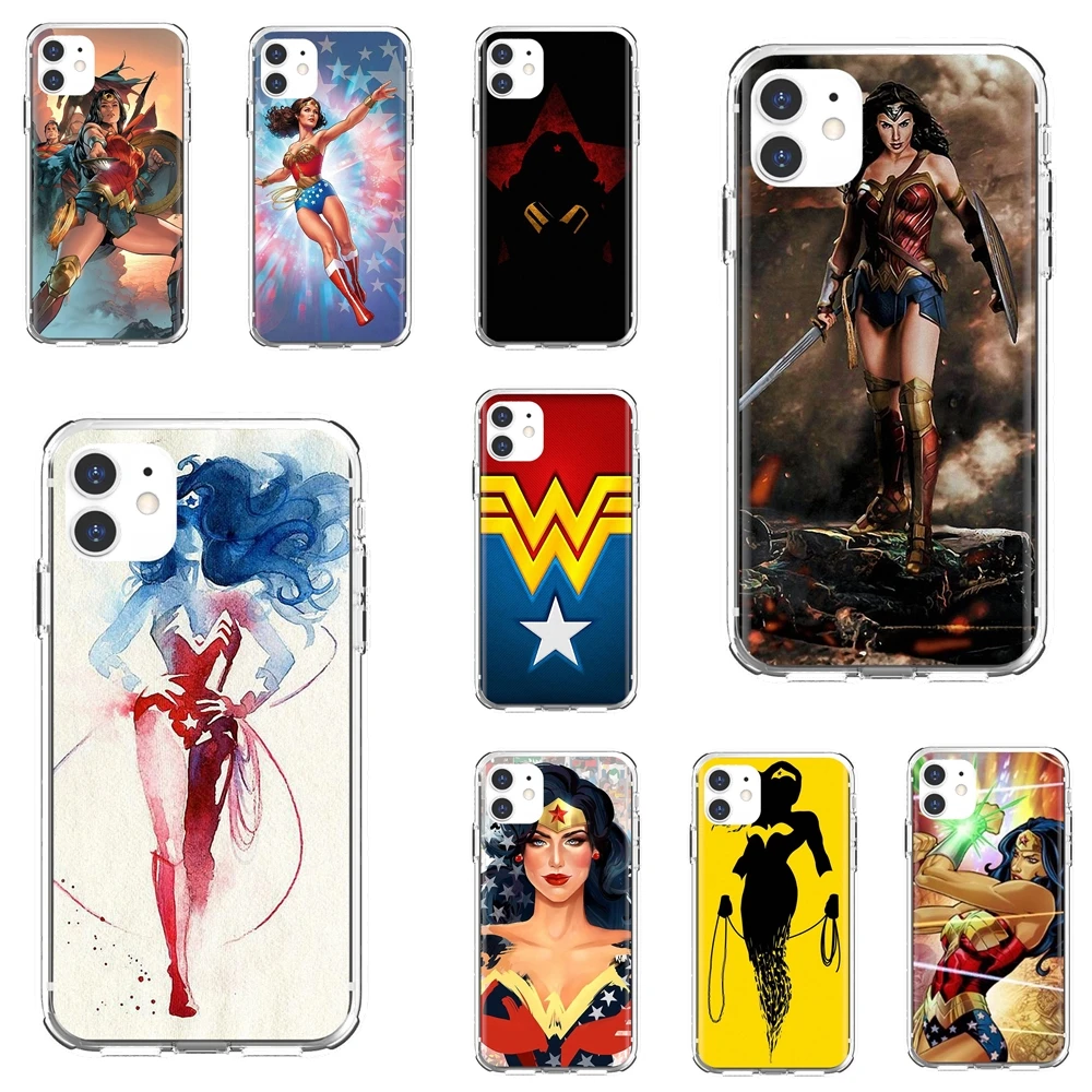 Силиконовый чехол для Apple iPhone 10 11 12 Pro Mini 4S SE 5C 6 6S 7 8 X XR XS Plus Max 2020 Vintage-Pop-Women-Wonder-Woman |