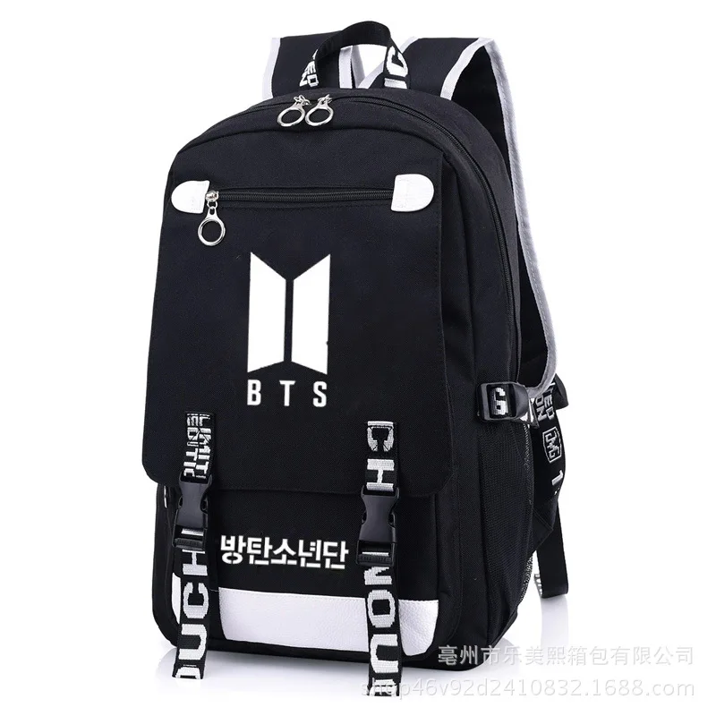 

Hot Selling BTS School Bag Paragraph Korean-style Backpack Factory Direct to Map Custom