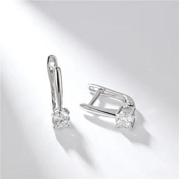 

DY 925 Sterling Silver Earring With 5.0MM Round Cubic Zirconia Simple Cuff Clip Temperament Earring For Female Trendy Jewelry