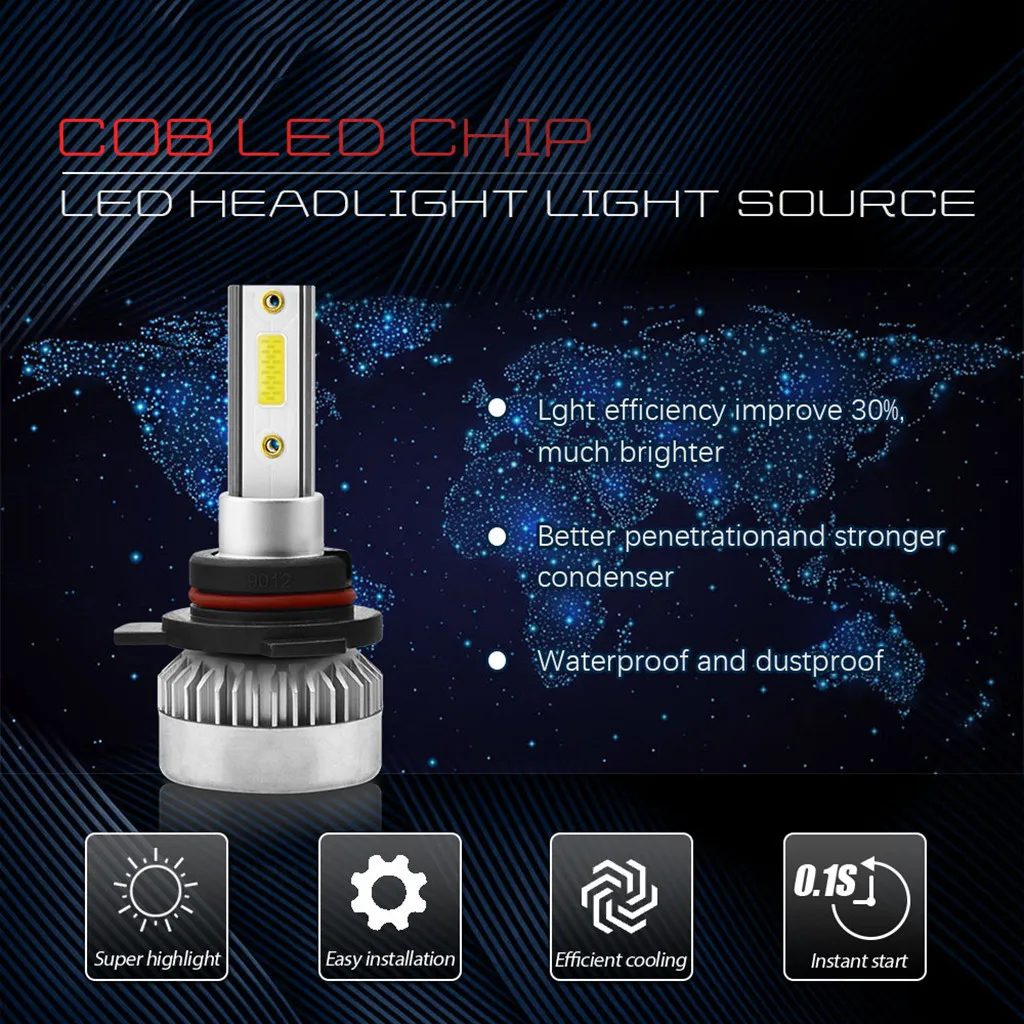 Автомобильный светодиодный свет HB3 9005 HB4 9006 9012 H1 H4 H7 H8 H9 H11 110W 20000LM COB светодиодный фары автомобиля полный Алюминий x 2 автомобильные аксессуары