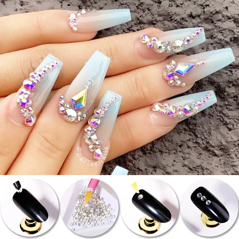 Стразы для ногтей украшение кристалл разноцветный ромб алмаз параллелограмма