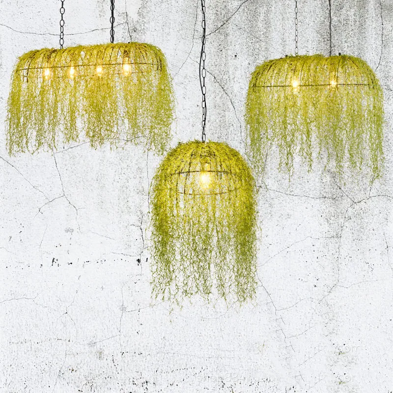 

Industrial style Green Artificial Plants Pendant Lamp Restaurant Hanglamp Living room Pendant Lights Indoor Decoration Lighting