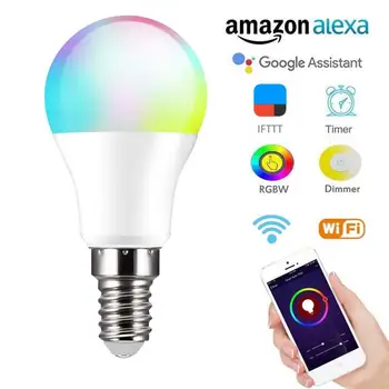 

In Stock 10W E14 Smart LED Bulb Cellphone WiFi Voice Control RGB Energy Saving Dimming Lamp Multicolor Bulbs
