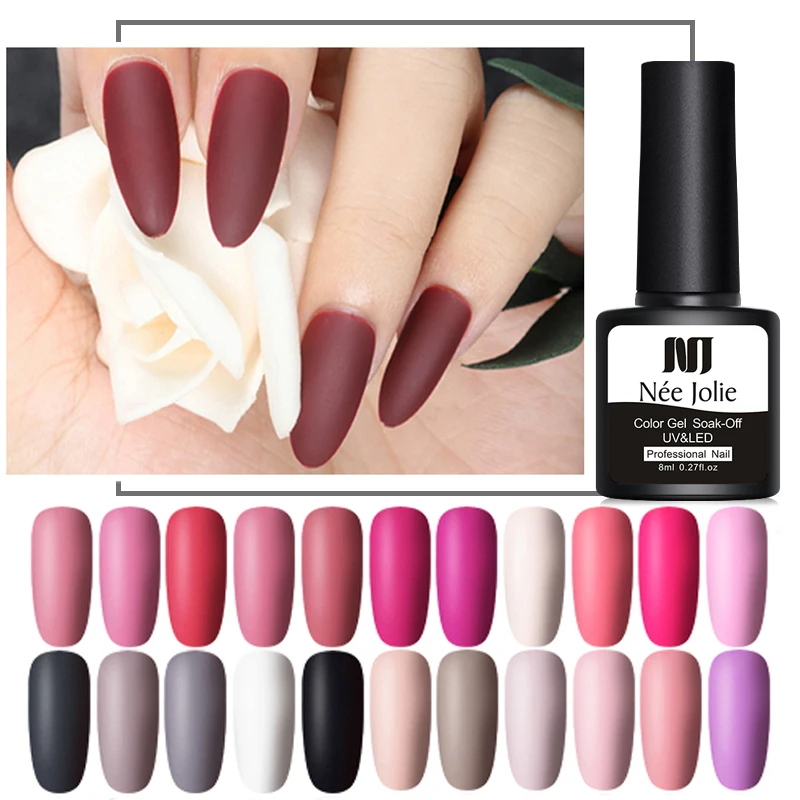 

NEE JOLIE 8ml UV Gel Nail Polish Solid Color Soak Off UV Gel Varnish Colorful Nail Gel Polish DIY Nail Art Lacquer Manicure