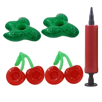 

5Pcs Two Mouth Inflatable Cherry Shape Coasters Cactus Shaped Drink Cup Holder Beach Floating Drink Holder Summer Party Favors S