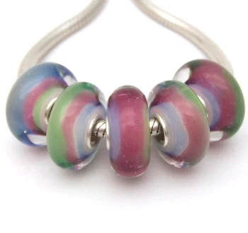 

JGWG2116 5X 100% Authenticity S925 Sterling Silver Beads Murano Glass beads Fit European Charms Bracelet diy jewelry Lampwork