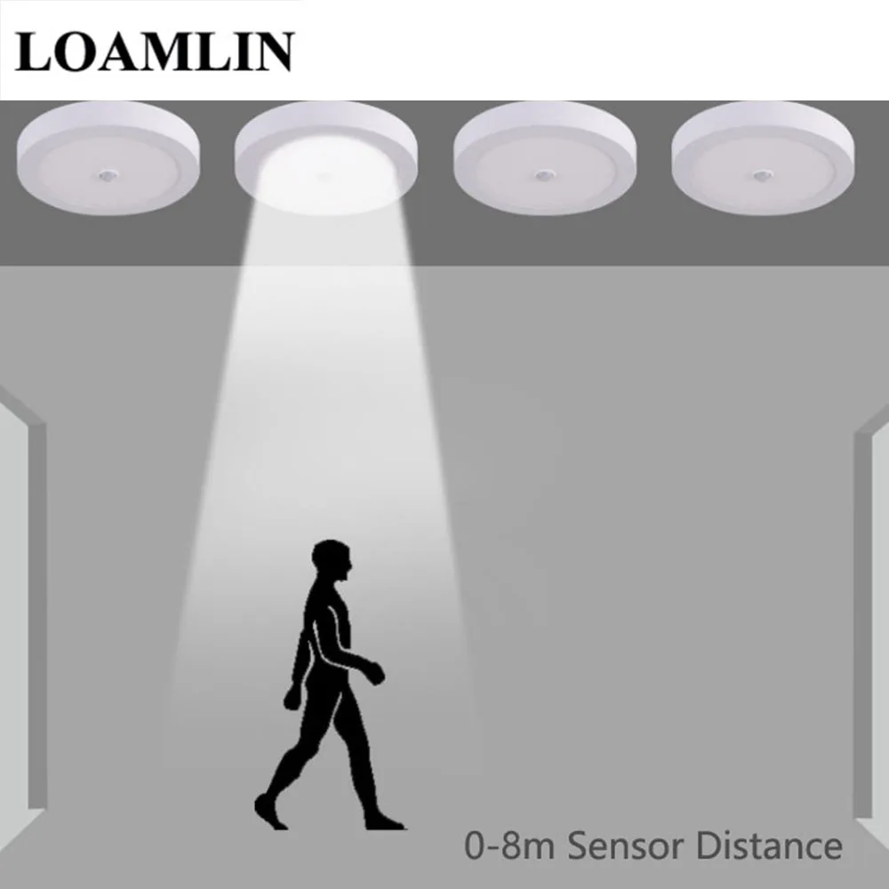 Потолочный светильник PIR сенсорный датчик движения человеческого тела потолочный светильник AC 220V 6 W/12 W/18 W/24 W квадратный светодиодный потолочный светильник