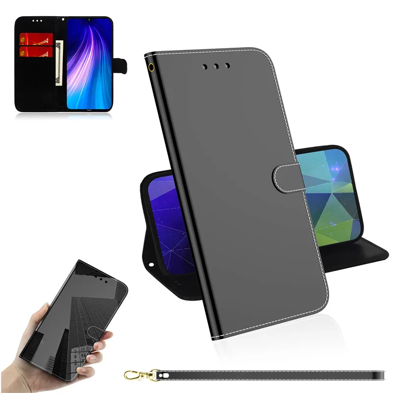 

Smart Mirror Business Flip Case For Xiaomi Redmi Note 7 8T 10 CC9 Pro Smooth Gradient Color Phone Protective Cover Free Shipping