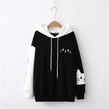 Kawaii Japanese Black & White Neko Sweater 2