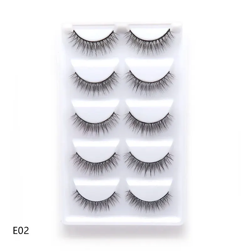 E02 NEW 1/3/5 pairs Fake Mink Eyelashes 3D Natural False Eyelashes 3d Mink Lashes Soft Eyelash Extension Makeup Kit Cilios - Цвет: E02