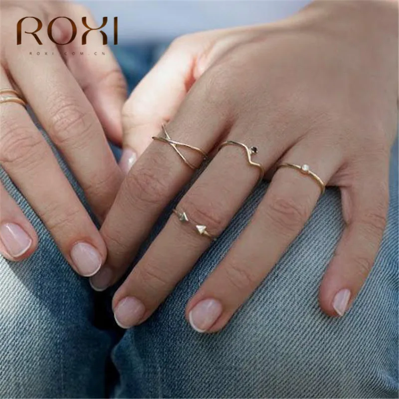 ROXI, модные кольца из стерлингового серебра 925 для Для женщин полые перекрестные кольца бесконечность регулируемый Античные кольца Anillos Корейская Ювелирная повязка на голову