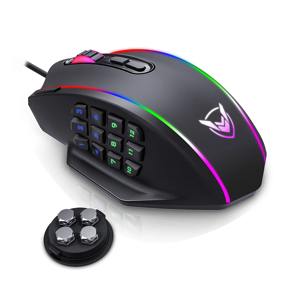 VicTsing High-end Optical Gaming Mouse RGB Backlit 16000 DPI Ergonomic Design 20 Programmable Buttons For FPS LOL Game Player bluetooth computer mouse