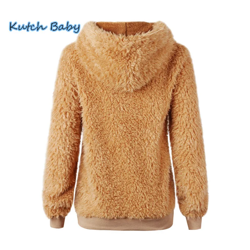 Kutch baby/Женская толстовка с искусственным мехом; осенне-зимний теплый меховой женский пуловер; плюшевый женский топ; Повседневная Толстовка с капюшоном