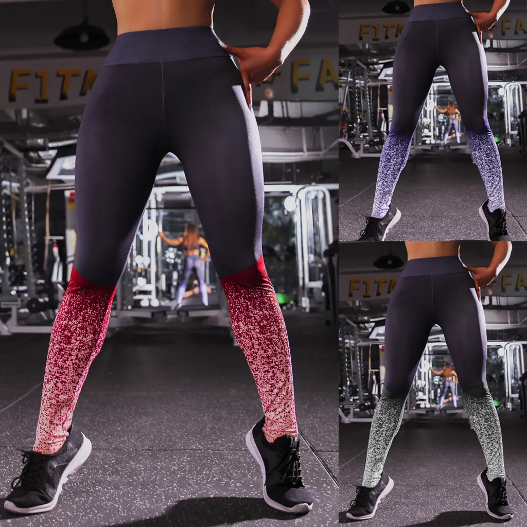 Пуш-ап обтягивающие женские леггинсы для фитнеса принт Высокая талия стрейч Бег тренировки Леггинсы Одежда для брюк 3 цвета# YJ2