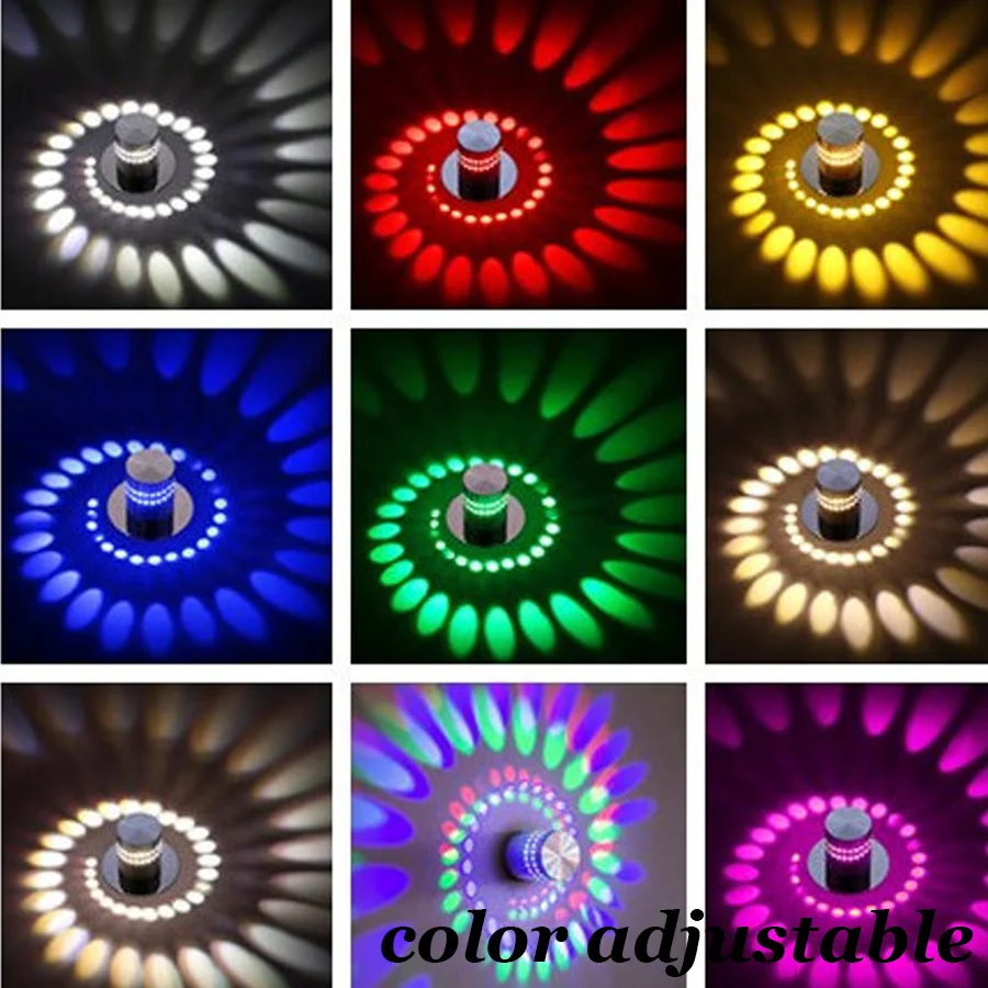 

RGB Spiral Hole LED Wall Light Effect Wall Lamp With Remote Controller Colorful Wandlamp For Party Bar Lobby KTV Home Decoration