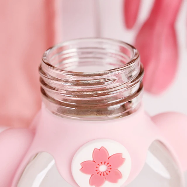Kawaii Portable Cherry Blossom Sakura Glass Bottle 5